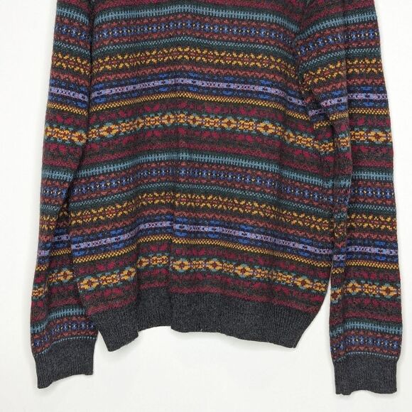 J Mclaughlin Milton Men's V Neck Pullover in FairI Isle Jacquard Knit  Cashmere - Picture 3 of 9